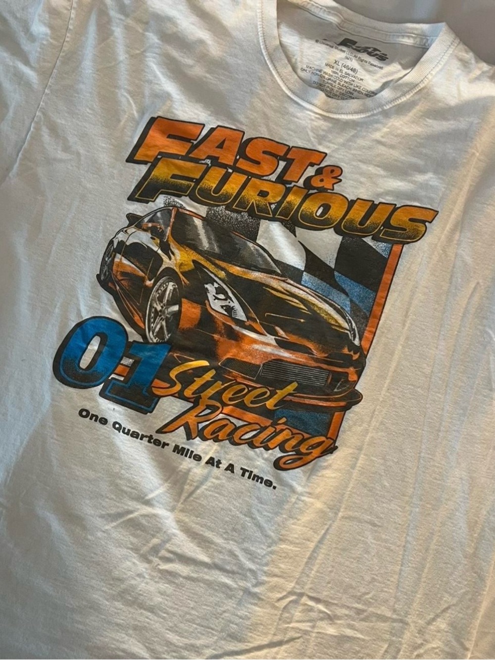 Fast & Furious White Graphic Tee - Street Racing Design